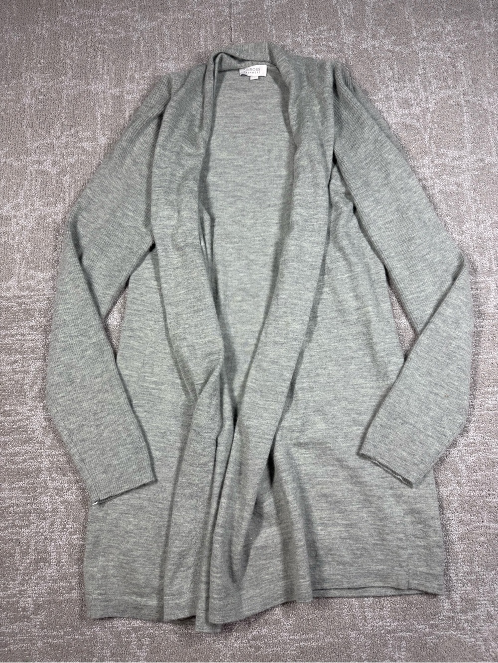 Kinross 100% Cashmere Long Length Open Front Sweater Size Large